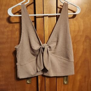 Abercrombie & Fitch Brown Ribbed Crop Top